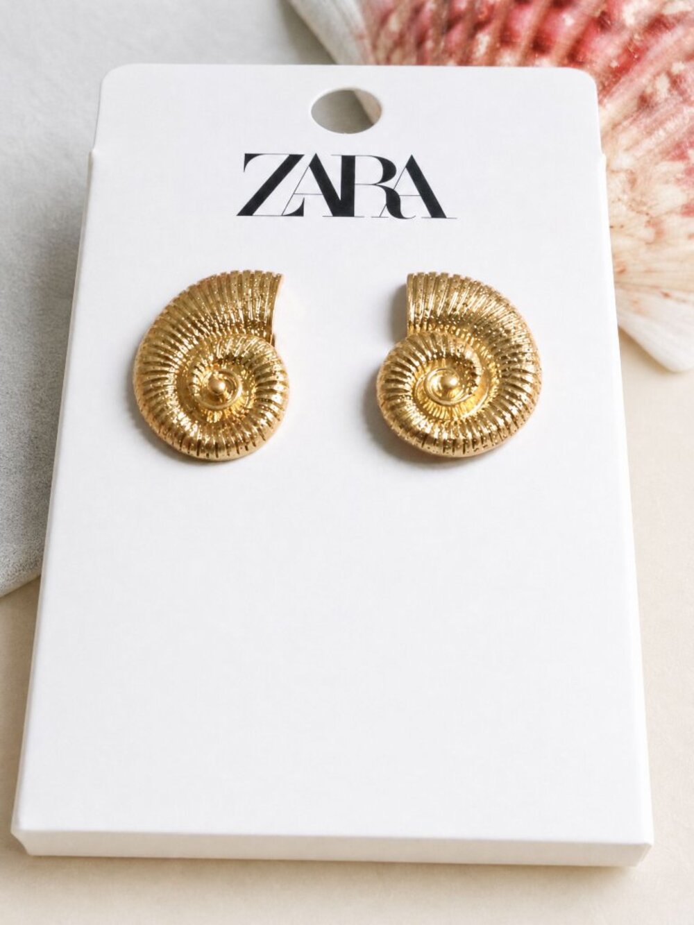 Zara Gold Shell Stud Earrings